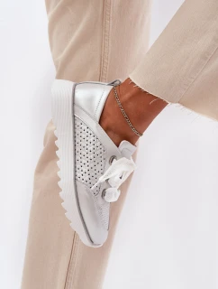 Dámské Kožené Tenisky Na Platformě D&A model 21695796 Stříbrné - S.Barski