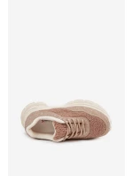 Dámské tenisky s krystaly a beránkovým kožíškem béžové Zarika Dámské tenisky s krystaly a beránkovým kožíškem béžové Zarika