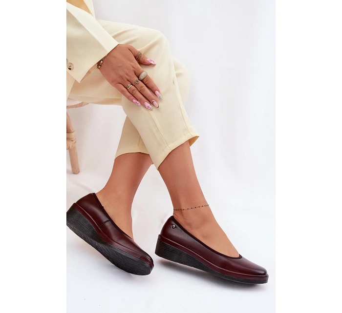 Kožené dámské polobotky na platformě Vinceza 39987 bordó