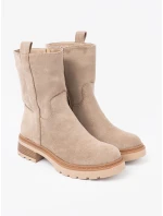 Výborné dámské hnědé kotníčkové boty na plochém podpatku Výborné dámské hnědé kotníčkové boty na plochém podpatku