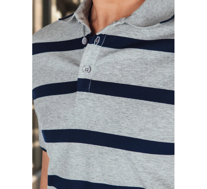 Pánská pruhovaná polokošile světle šedá FashionStreet PX0646