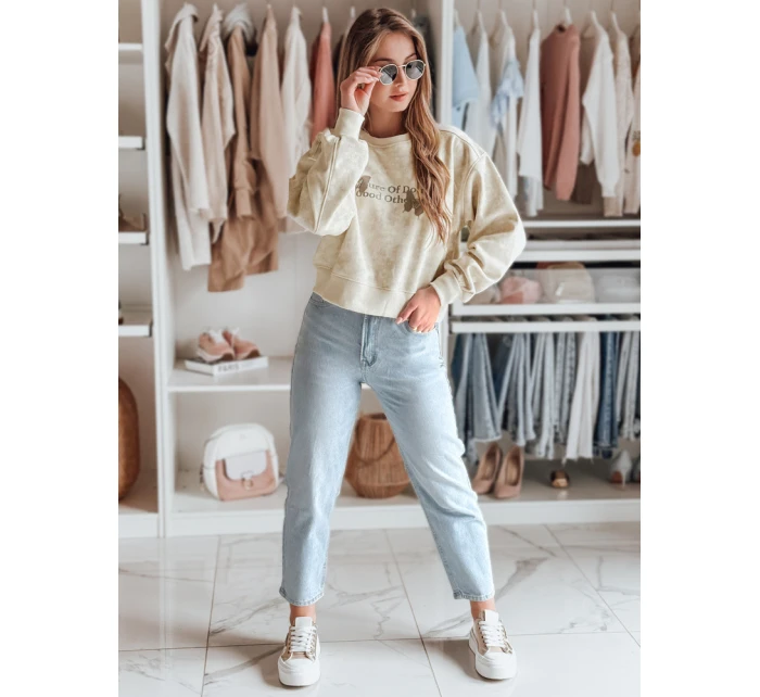 Dámská oversize mikina s kravatou v barvě  ecru Dstreet model 21988051 - FashionStreet