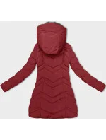 Červená dámská zimní bunda s kožešinovou podšívkou model 21791793 - LHD Červená dámská zimní bunda s kožešinovou podšívkou model 21791793 - LHD