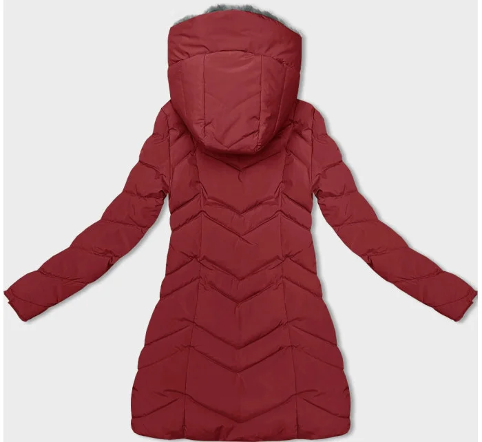 Červená dámská zimní bunda s kožešinovou podšívkou model 21791793 - LHD Červená dámská zimní bunda s kožešinovou podšívkou model 21791793 - LHD