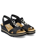 Dámské sandály na podpatku pohodlné černé model 22063551 - Rieker Dámské sandály na podpatku pohodlné černé model 22063551 - Rieker