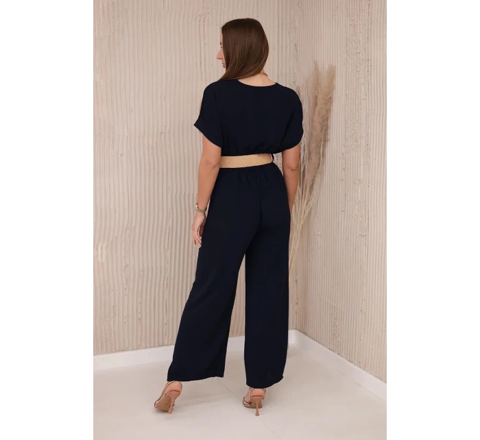 Kombinéza s ozdobným páskem v pase námořnictvo Kombinéza s ozdobným páskem v pase námořnictvo