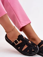 Dámské pantofle s pásky a zlatým sponou Černé Roselisse