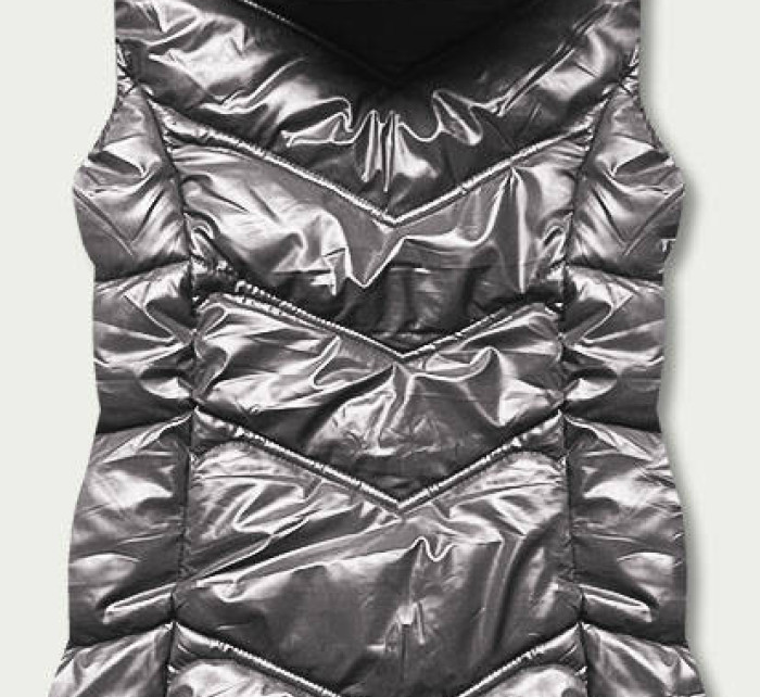 Lesklá šedá vesta s kapucí (B8025-70)