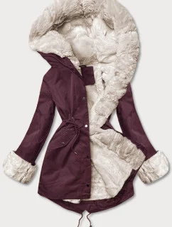 Bunda parka ve vínové bordó barvě s odepínací kožešinovou podšívkou model 21246779 - J.STYLE