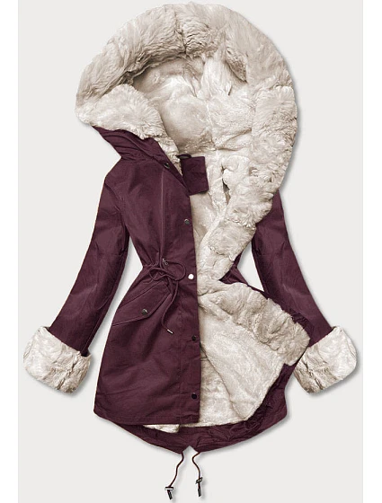 Bunda parka ve vínové bordó barvě s odepínací kožešinovou podšívkou model 21246779 - J.STYLE Bunda parka ve vínové bordó barvě s odepínací kožešinovou podšívkou model 21246779 - J.STYLE