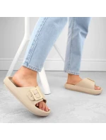 Žabky s přezkou W model 21875102 beige - VINCEZA