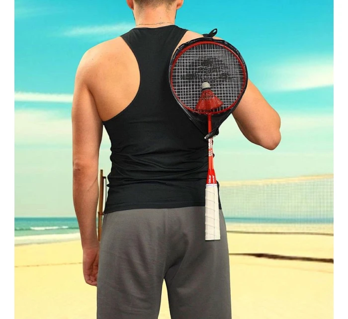 BADMINTONOVÁ SADA V KUFŘÍKU ČERVENÁ ORANŽOVÁ ENERO 105