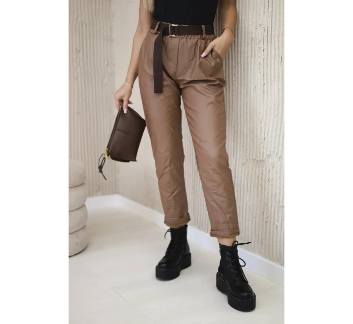 Voskované kalhoty s páskem velbloud