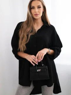 Bavlněná mušelínová košile černý