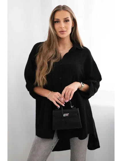 Bavlněná mušelínová košile černý Bavlněná mušelínová košile černý