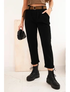 Dámské kalhoty s páskem kordové černé