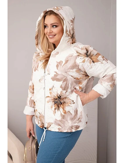 Dámská jarní bunda Plus Size s květinovým vzorem fango