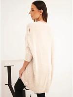 Dámský svetr Plus Size s výstřihem do V béžový Dámský svetr Plus Size s výstřihem do V béžový