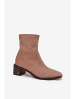 Dámské kotníkové boty na podpatku Vinceza 23-10791 Béžové