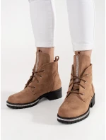 Trendy dámské hnědé kotníčkové boty bez podpatku Trendy dámské hnědé kotníčkové boty bez podpatku