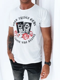 Pánské bílé tričko s potiskem FashionStreet RX5257