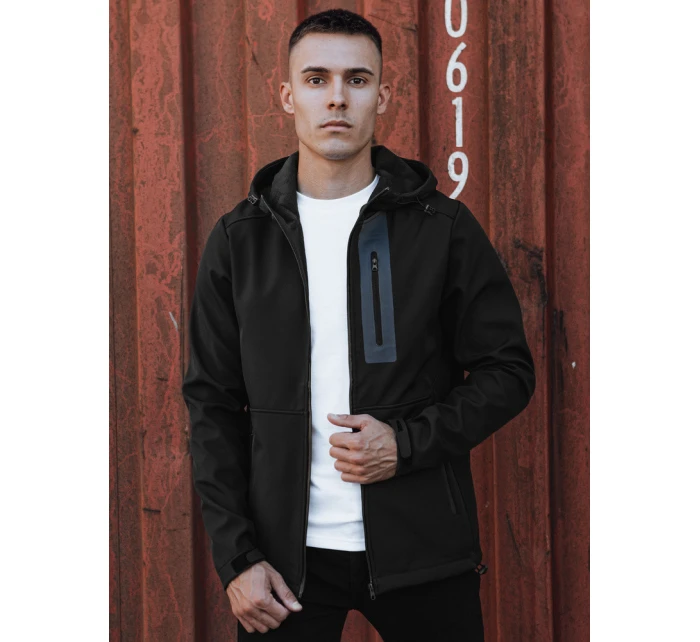 Pánská přechodná softshellová bunda s kapucí černá Dstreet model 21980008 - FashionStreet Pánská přechodná softshellová bunda s kapucí černá Dstreet model 21980008 - FashionStreet