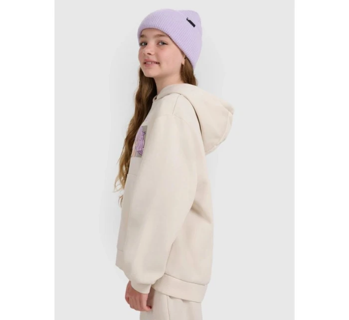 Dívčí nepruhovaná mikina s kapucí 4F 4FJRAW25TSWSF2294-11S