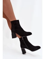 Dámské kozačky z přírodního semiše na podpatku vyhřívané D&A CR52-718 Černé