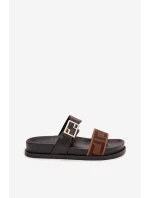 Dámské pantofle se zlatým sponou Černé model 21898346 - Boto Dámské pantofle se zlatým sponou Černé model 21898346 - Boto