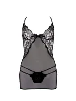 Omorfi Černá košilka + tanga + stuha na krk ZDARMA! - Angels Never Sin