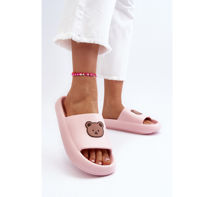 Lehké dámské pěnové pantofle s medvídkem, růžová Lia