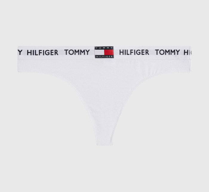 Dámská tanga TOMMY 85 STRETCH COTTON LOGO THONG UW0UW02198YCD bílá - Tommy Hilfiger