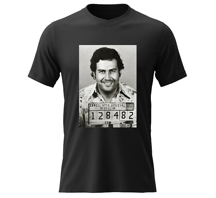 Pánské bavlněné tričko s potiskem - PABLO ESCOBAR - černé Pánské bavlněné tričko s potiskem - PABLO ESCOBAR - černé