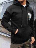 Pánská mikina s potiskem černá Dstreet BX5666 Pánská mikina s potiskem černá Dstreet BX5666