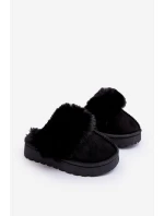 Dětské pantofle s kožešinou černé Birasta