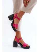 Zazoo 40386 Dámské Kožené Sandály Na Podpatku Fuksie