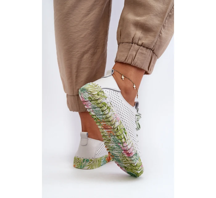 Dámské kožené polobotky se šněrováním bílé Farnalea