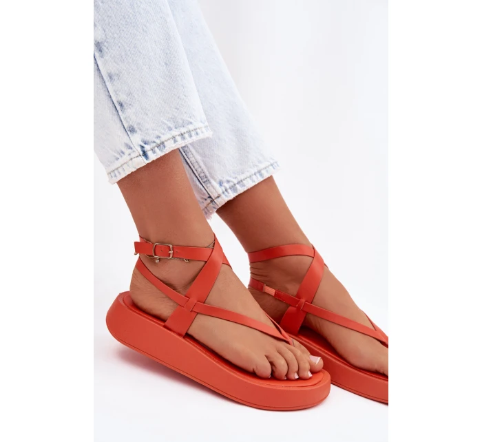 Dámské žabky na platformě oranžové model 22038427 - Boto