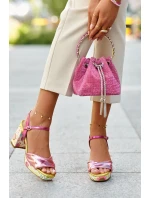 Dámské květinové sandály na vysokém podpatku D&A růžové Dámské květinové sandály na vysokém podpatku D&A růžové