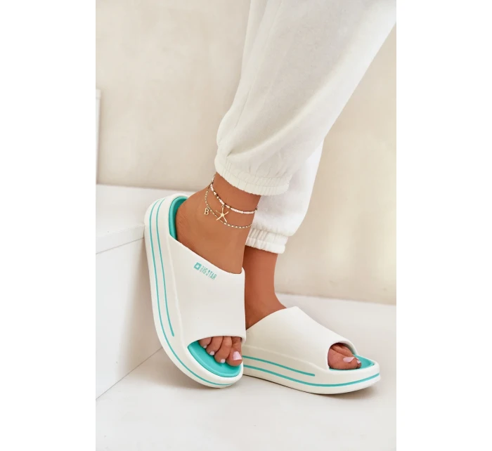 Dámské pantofle na platformě Big Star – bílá/mátová