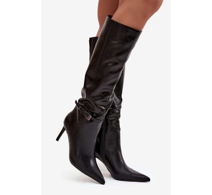 Dámské kotníkové boty Lisanne na jehlovém podpatku s páskem – černé