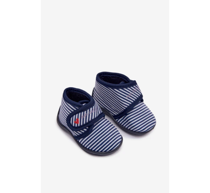 Dětské bačkory na suchý zip s proužky – tmavě modré Lavelle Dětské bačkory na suchý zip s proužky – tmavě modré Lavelle