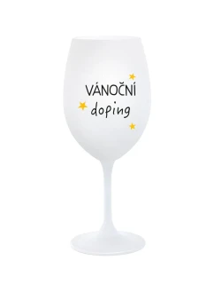VÁNOČNÍ DOPING - bílá  sklenice na víno 350 ml