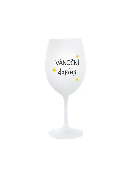 VÁNOČNÍ DOPING - bílá sklenice na víno 350 ml VÁNOČNÍ DOPING - bílá sklenice na víno 350 ml