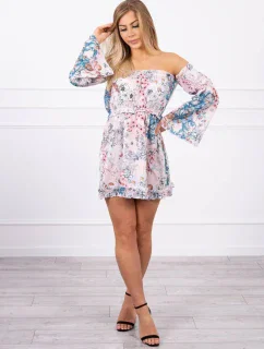 Spangled květinové šaty pudrově růžové