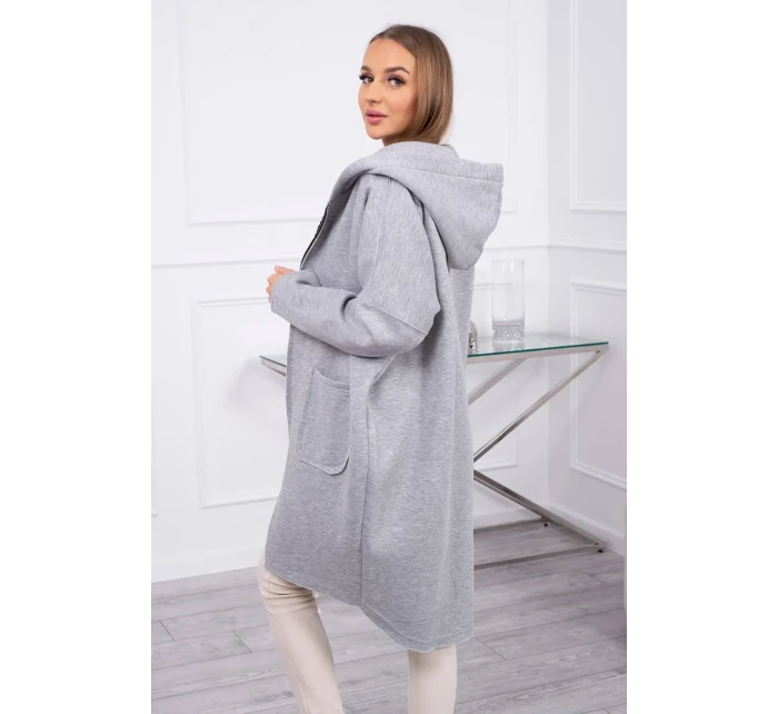 Zateplená mikina s delšími zády šedá