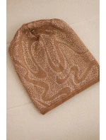 Dámská zimní čepice z vlny s dvojitým ohrnovacím lemem K426 oranžová