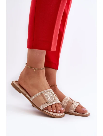 Lesklé Dámské Žabky S Ozdobou Beige model 21660668 - Boto