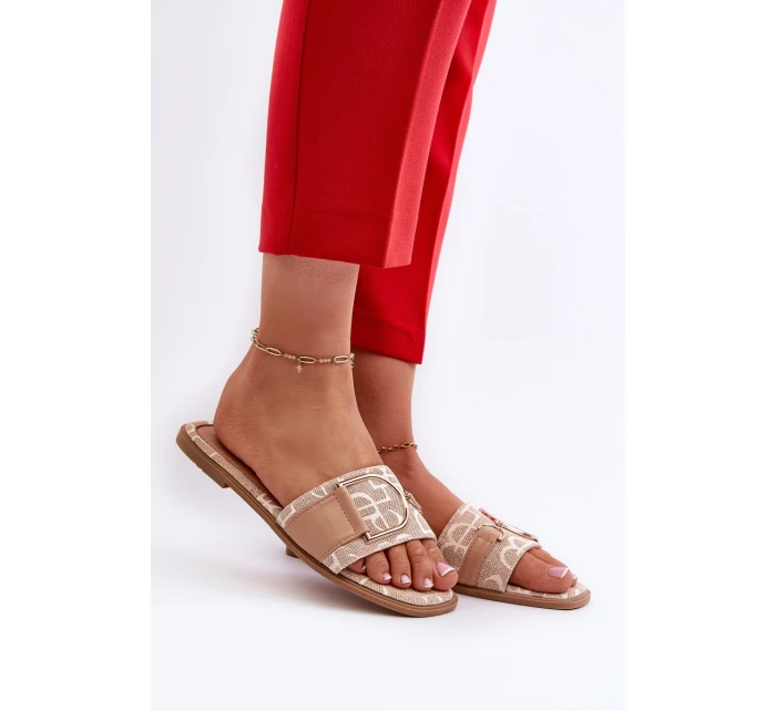 Lesklé Dámské Žabky S Ozdobou Beige model 21660668 - Boto