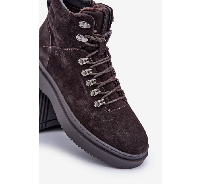 Semišové pánské zateplené kotníkové boty Big Star OO174189 hnědé Semišové pánské zateplené kotníkové boty Big Star OO174189 hnědé